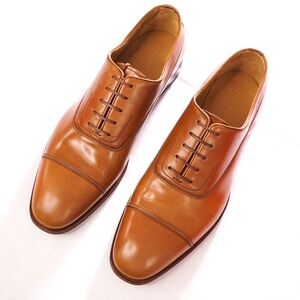 Salvatore Ferragamo Men’s Brown Leather Cap-Toe Derby Shoes